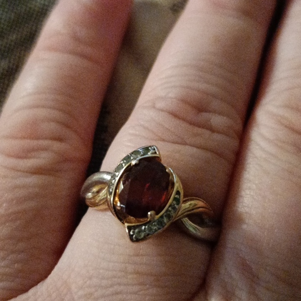 Gold Over Silver Lab Created Ruby Ring Size 7.5/8 - image 3